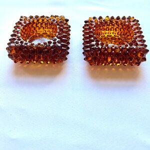 Fenton Amber Glass Hobnail, Holiday Tea Lights, Gift, Vintage,Great Condition